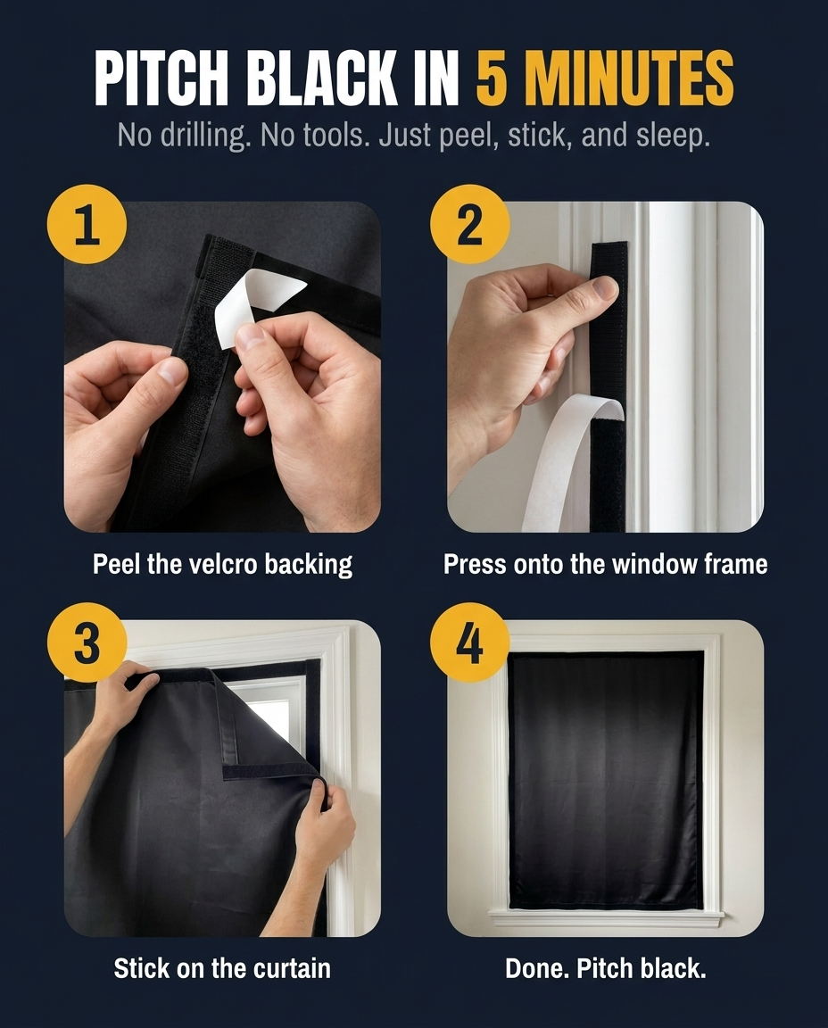 BlackoutMate Curtain — Pitch Black in 5 Minutes